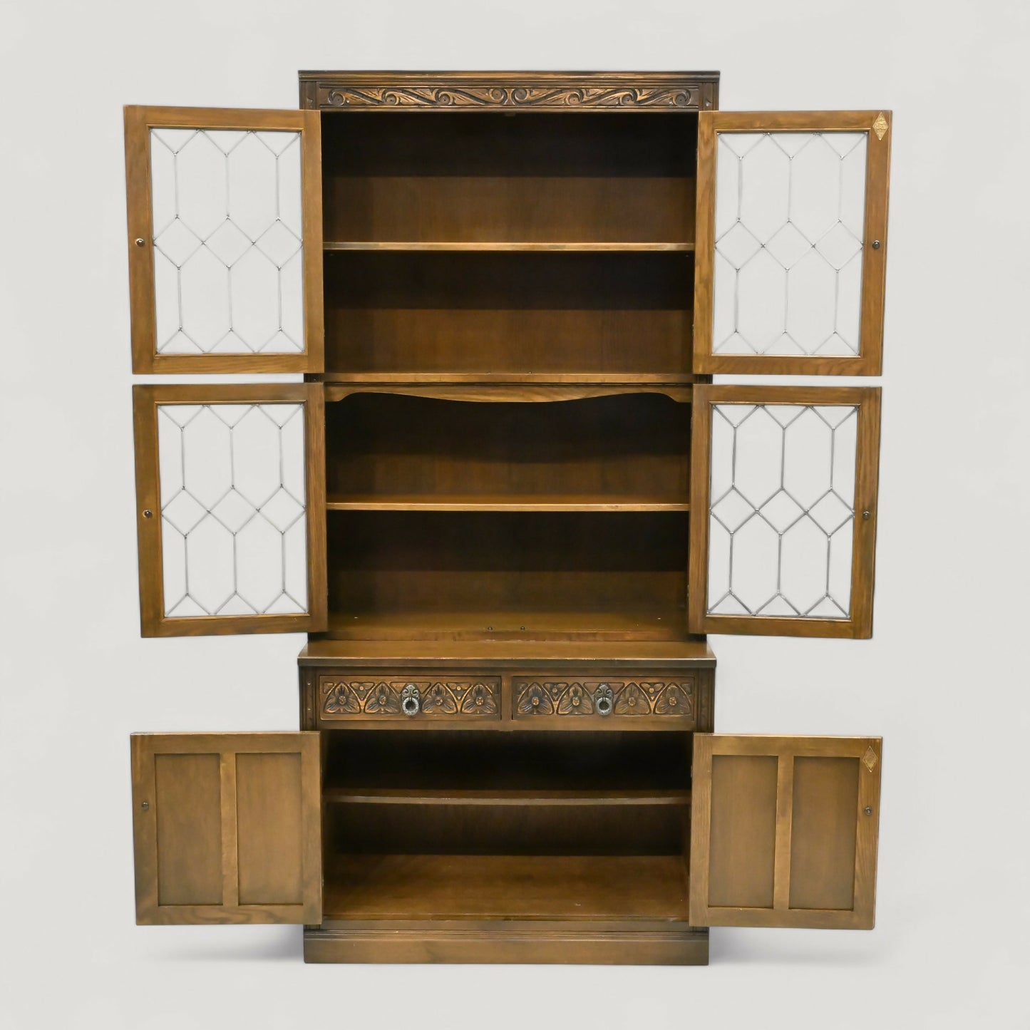 Old Charm Wall Unit Bookcase Display Cupboard Drawers Light Oak FREE UK Delivery. SBR10907/0509E