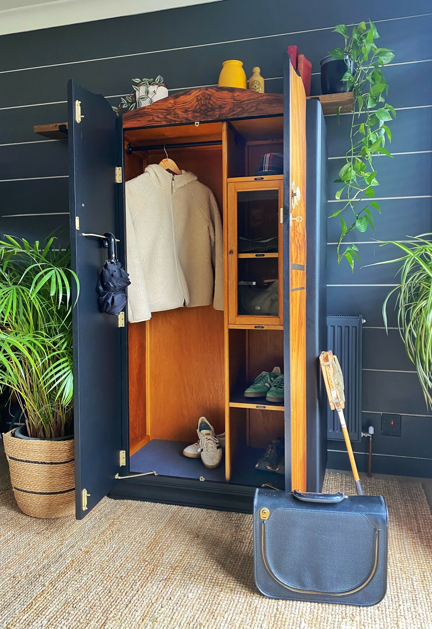 Wardrobe, Armoire, Coat Cupboard, Hall Robe, Hallway Storage, 1960s Mid Century.