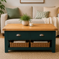 Green Coffee Table | Solid Oak Coffee Table | Hand Painted Farmhouse Coffee Table | Restored Rustic Furniture