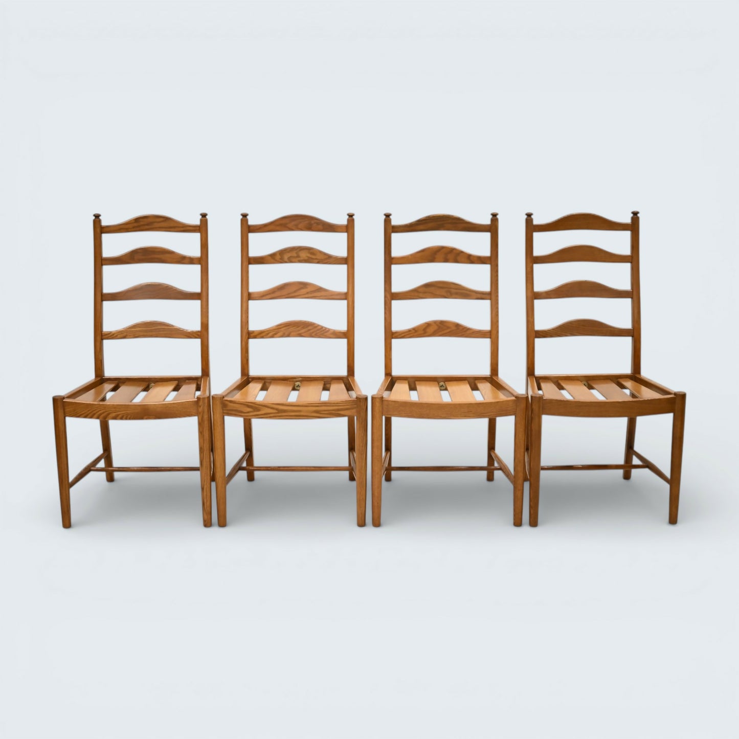 Ercol Set Of 4 Dining Chairs Light Finish Ladderback 1970s FREE UK Delivery*