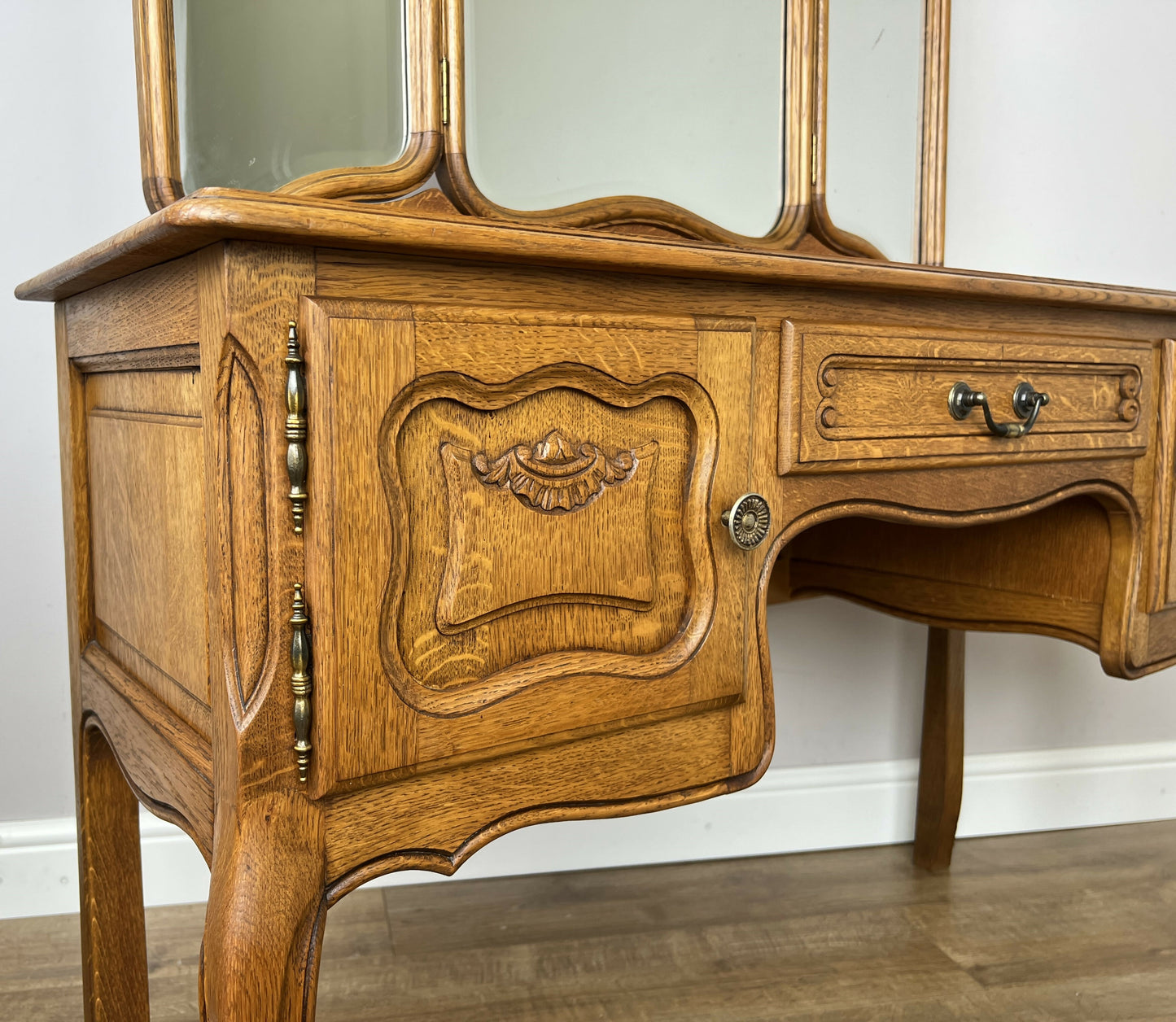 Dressing Table with Mirror Vintage French Oak Louis Vanity Table Makeup LOT 6320
