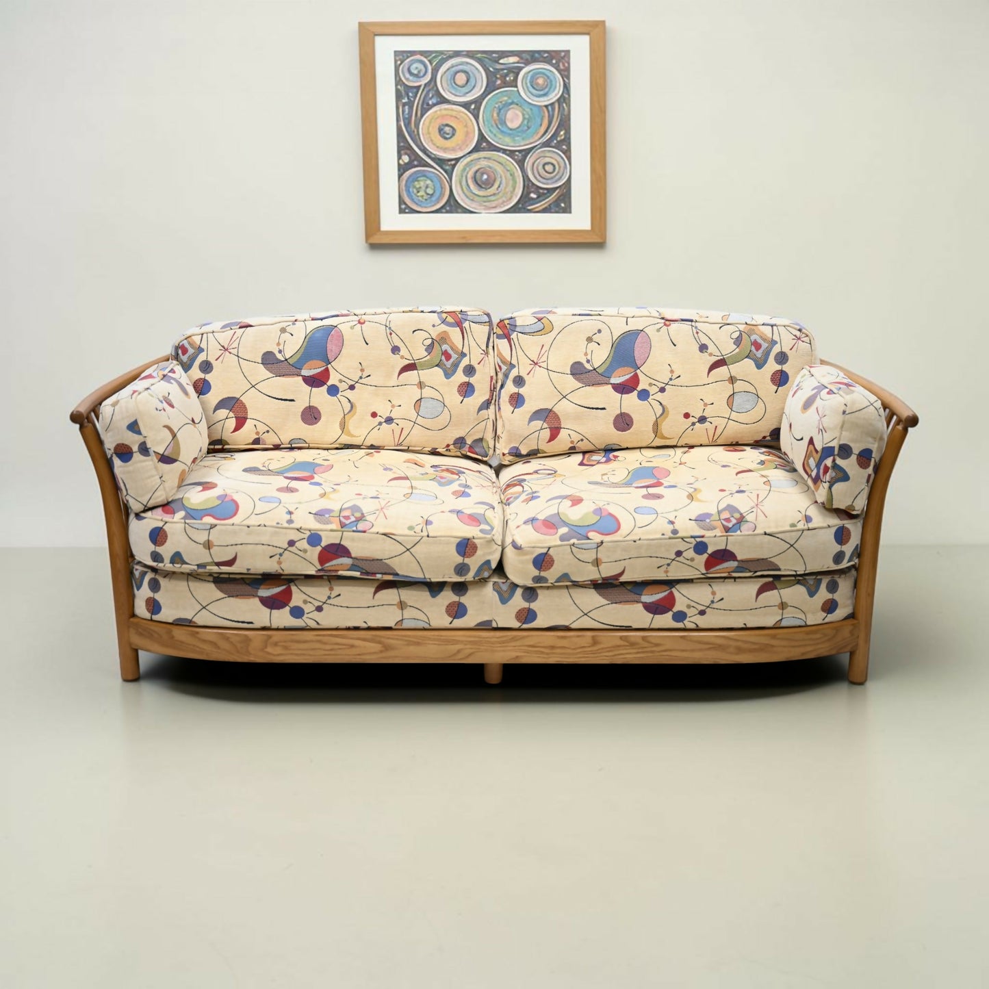 Ercol Renaissance Low Back Sofa Light Finish Miro'ish Upholsty FREE UK Delivery