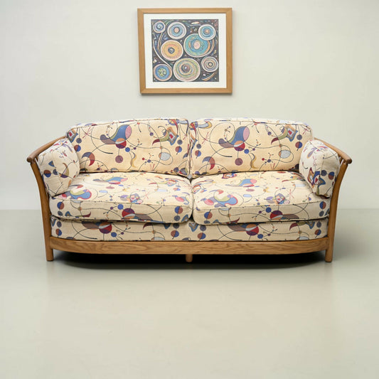 Ercol Renaissance Low Back Sofa Light Finish Miro'ish Upholsty FREE UK Delivery