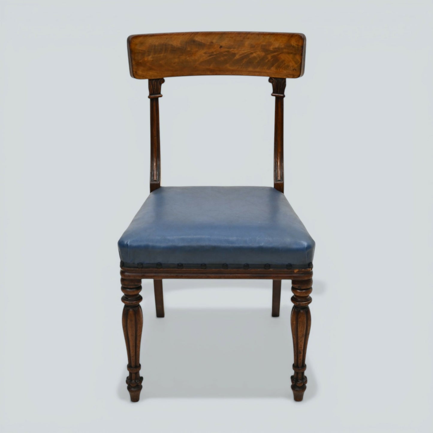 Early Victorian Dining Chairs Mahogany Faux Leather Upholstery FREE UK Delivery