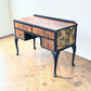 Vintage art deco black gold walnut burr wood desk dressing table