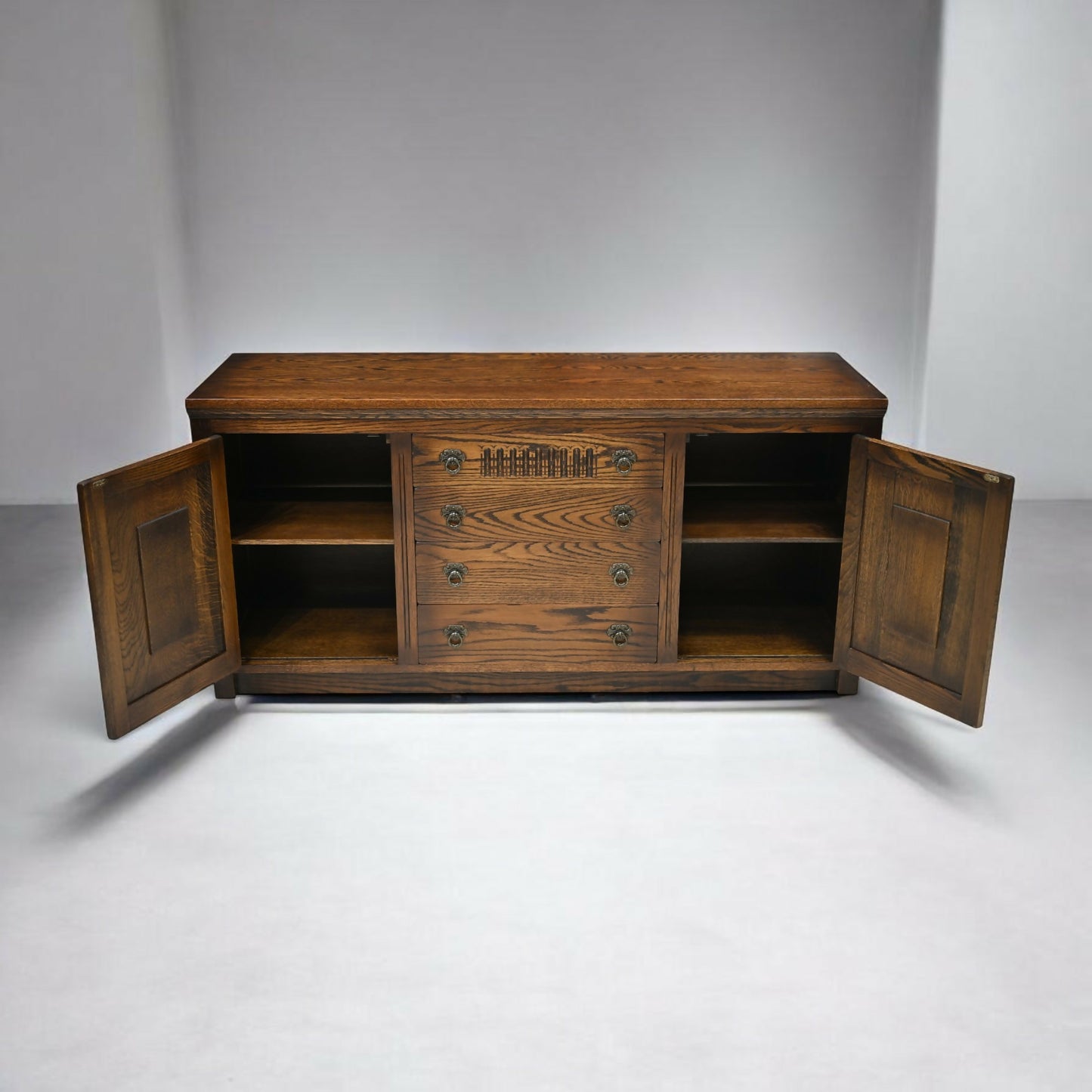 Oak Sideboard Carved Cupboards Made By Webber Furniture FREE UK Delivery*