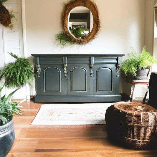 Antique Black, hand painted Sideboard