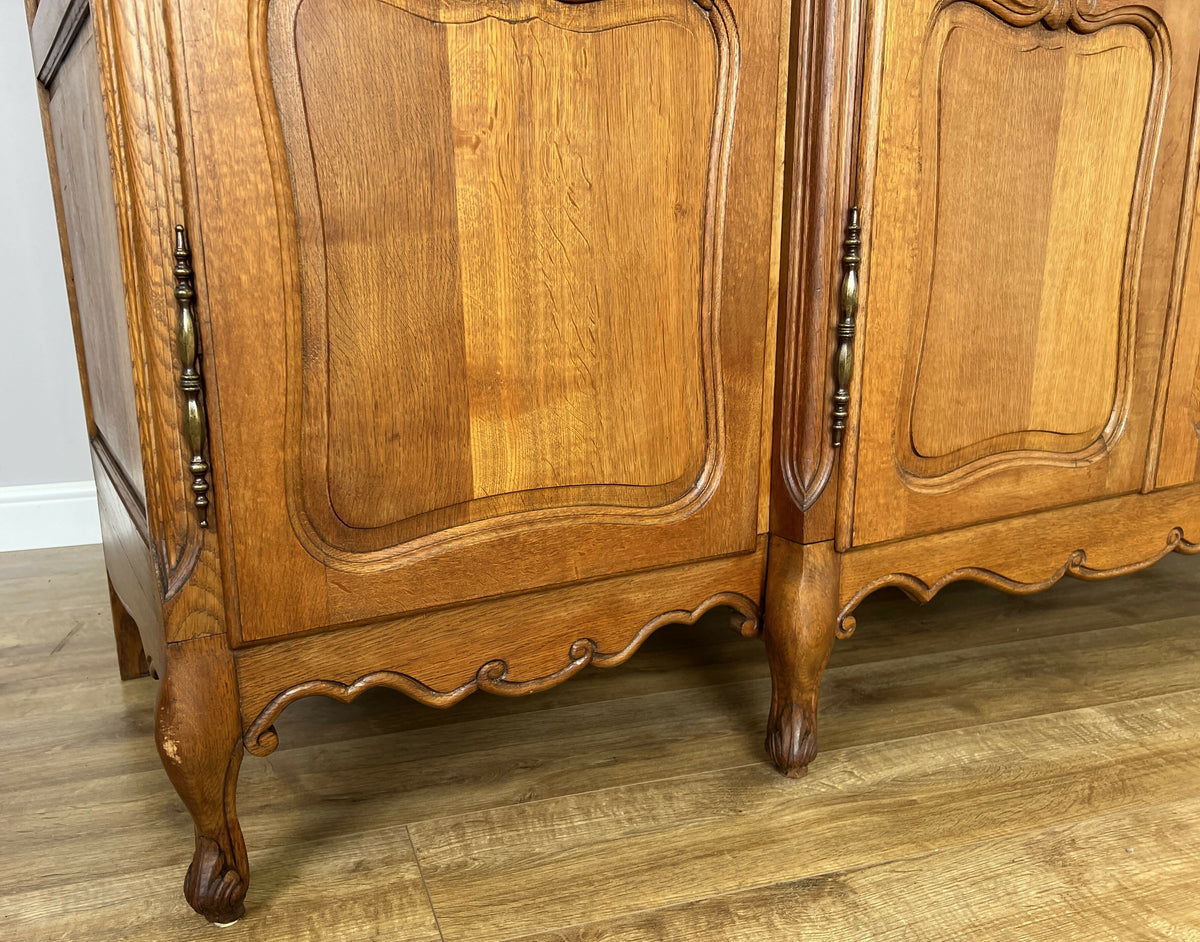 Wardrobe Vintage French Louis XVI Style Oak Four Door Carved Armoire LOT 6504