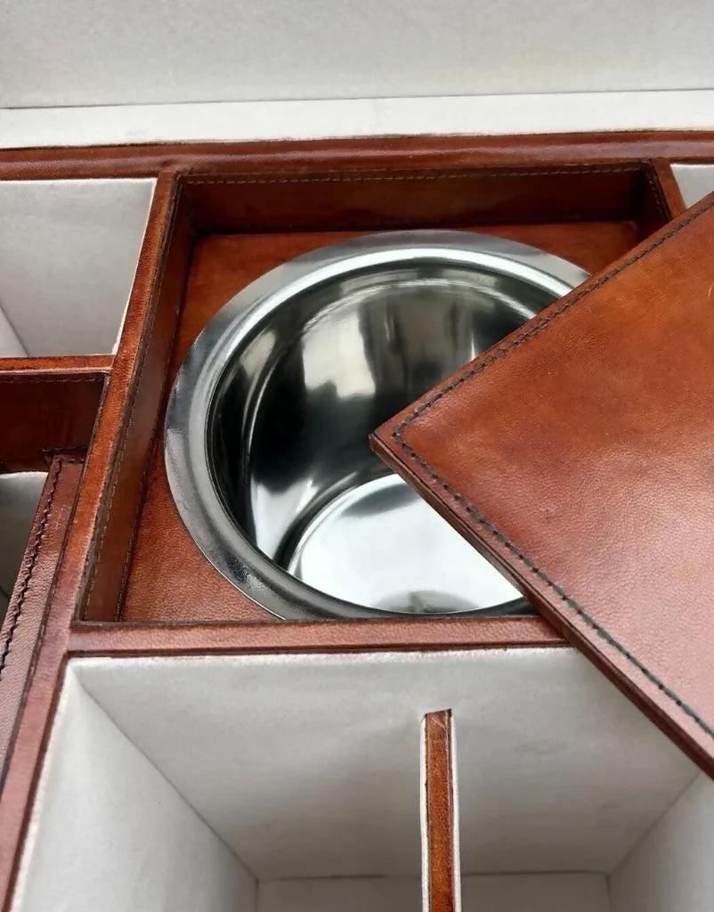 Quality Hand Crafted Vintage Style Leather Campaign Portable Drinks Picnic Bar