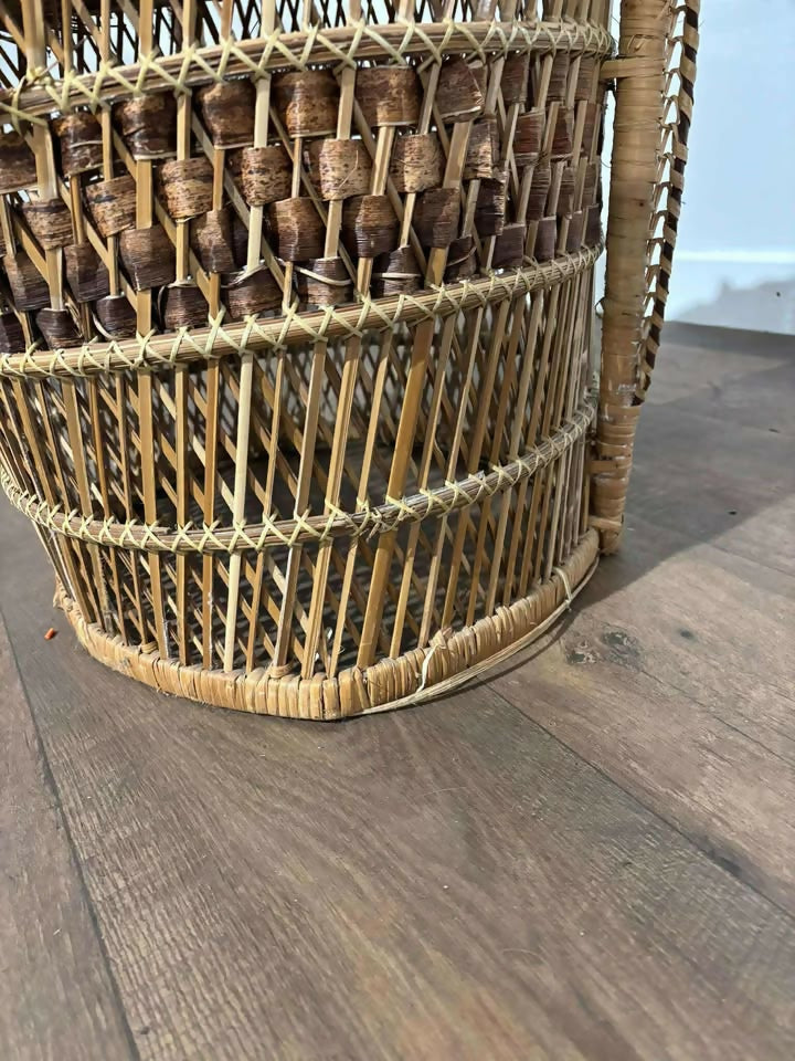 Vintage Wicker Bedroom Chair with Cushion