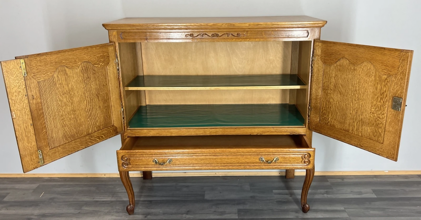 Cabinet Vintage French Louis XVI Style Oak Cupboard Carved Sideboard LOT 4017
