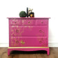 Stag chest of drawers in hot pink and gold