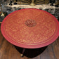 Mughal-Inspired Crimson Red & Gold Round Statement Eastern Coffee Table