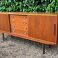 Danish Teak Mid Century Sideboard with Sliding Doors by Clausen and Son