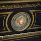 Antique Ebonised Black and Gilt Brass Credenza 19th Century with Porcelain Plaques