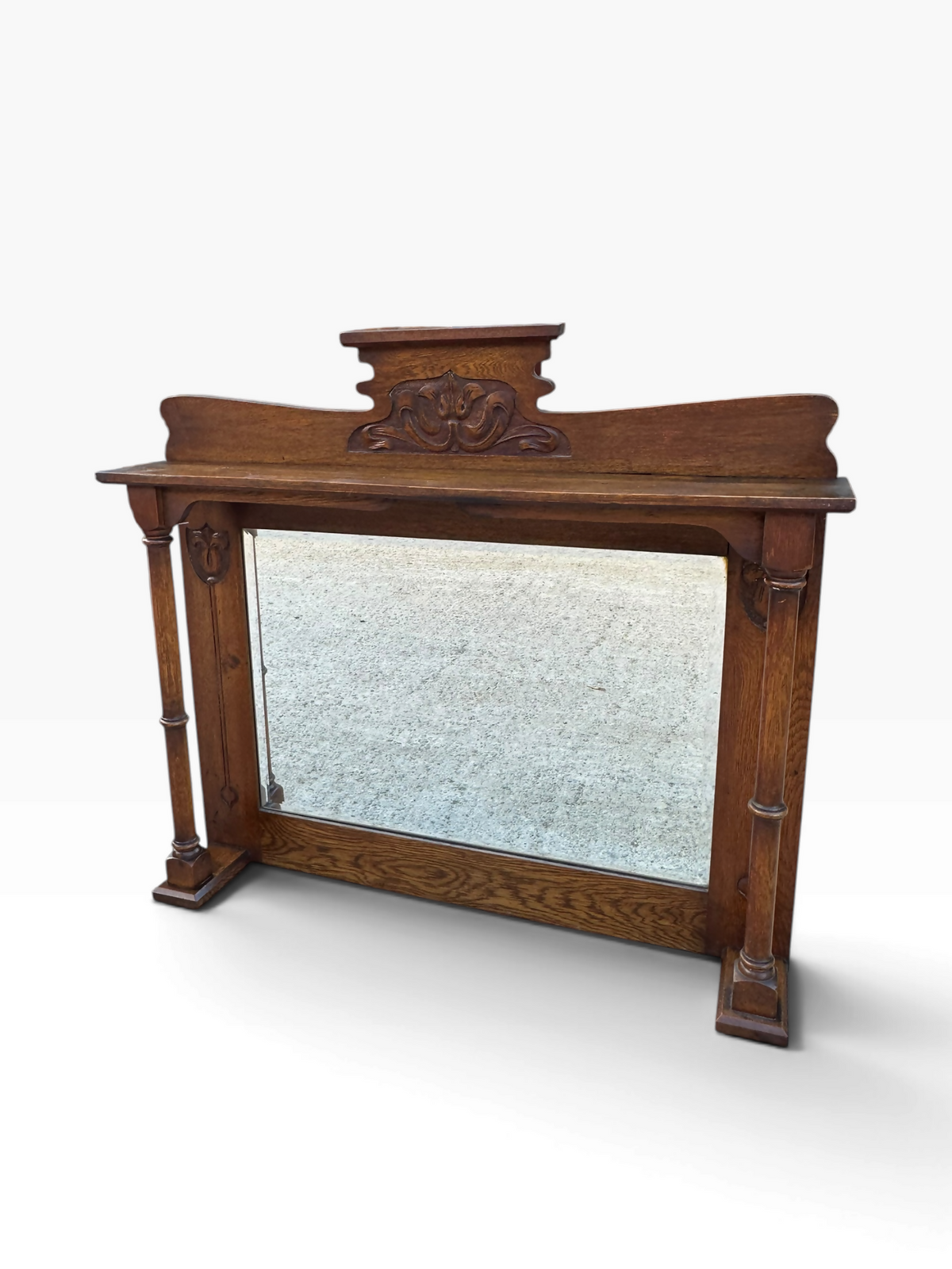 Antique Oak Art Nouveau period Mantle mirror