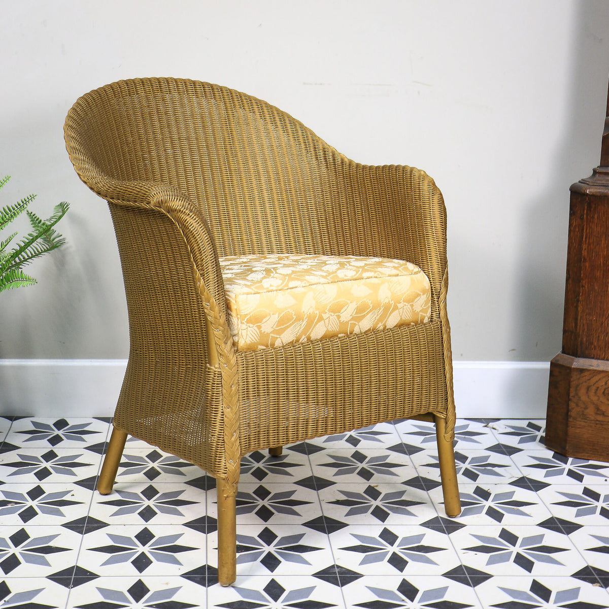 Lloyd Loom Lusty Woven Chair 1950s with Rare Sprung Seat