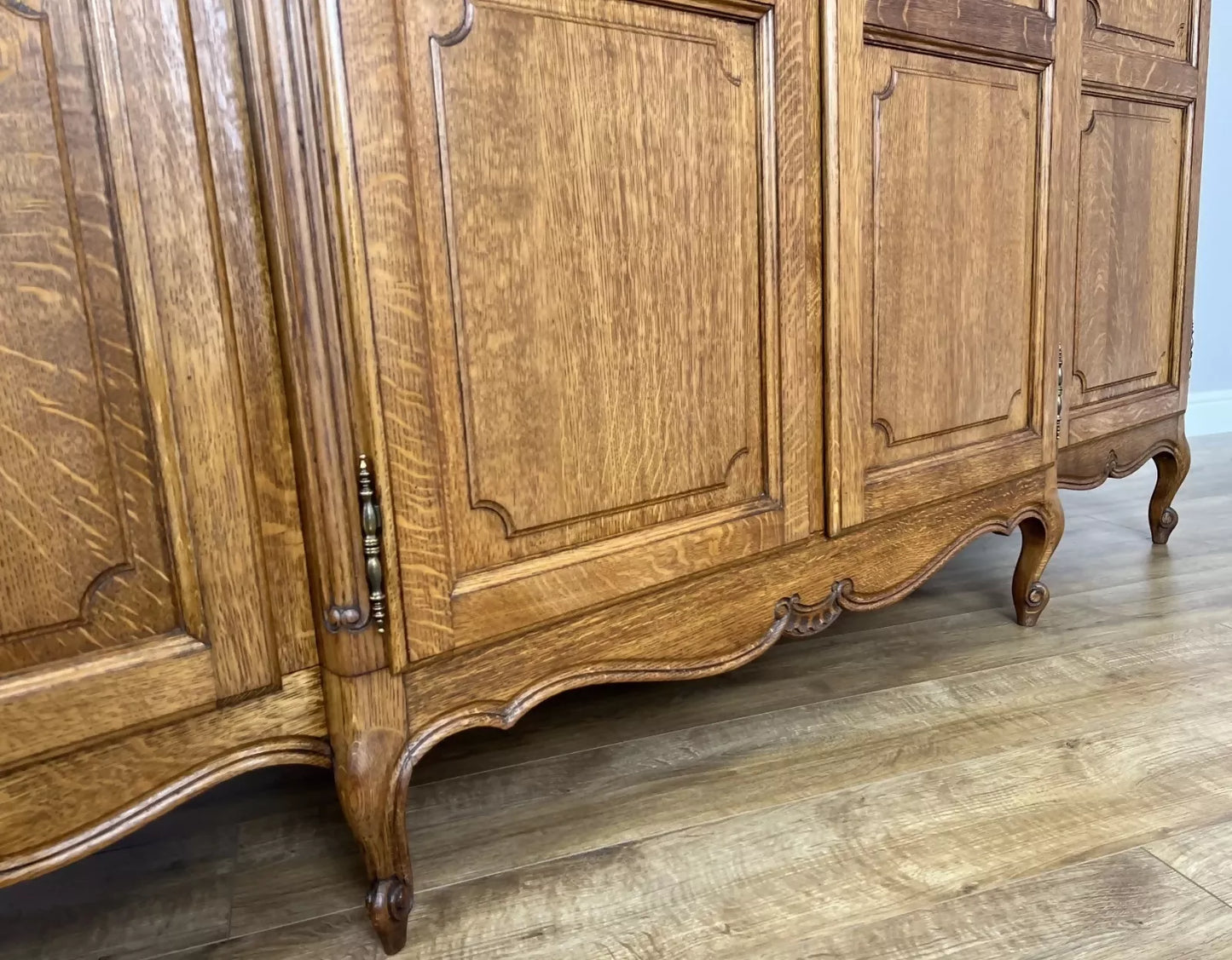 Wardrobe Vintage French Louis XVI Style Oak Four Door Carved Armoire LOT 4877