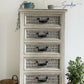 Hand-Painted Tallboy Chest of Drawers in Artisan Dash Pattern, Upcycled Furniture