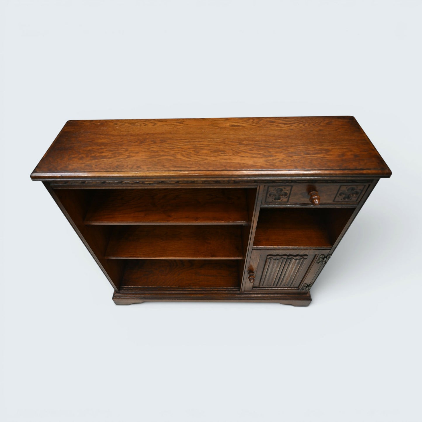 Old Charm Narrow Bookcase Cupboard Drawer Tudor Brown Finish FREE UK Delivery*