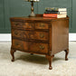Small Burr Walnut Serpentine Chest of Drawers / Bedside Table - Queen Anne Legs