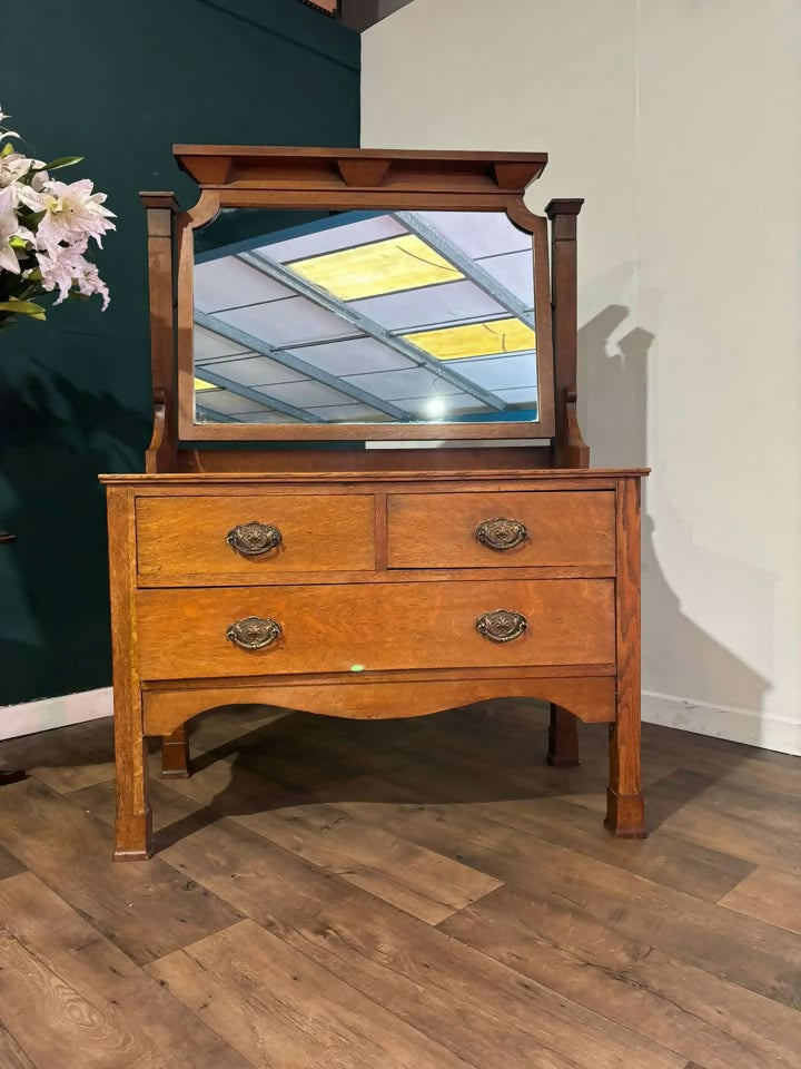 Art Nouveau Oak Dressing Tablev