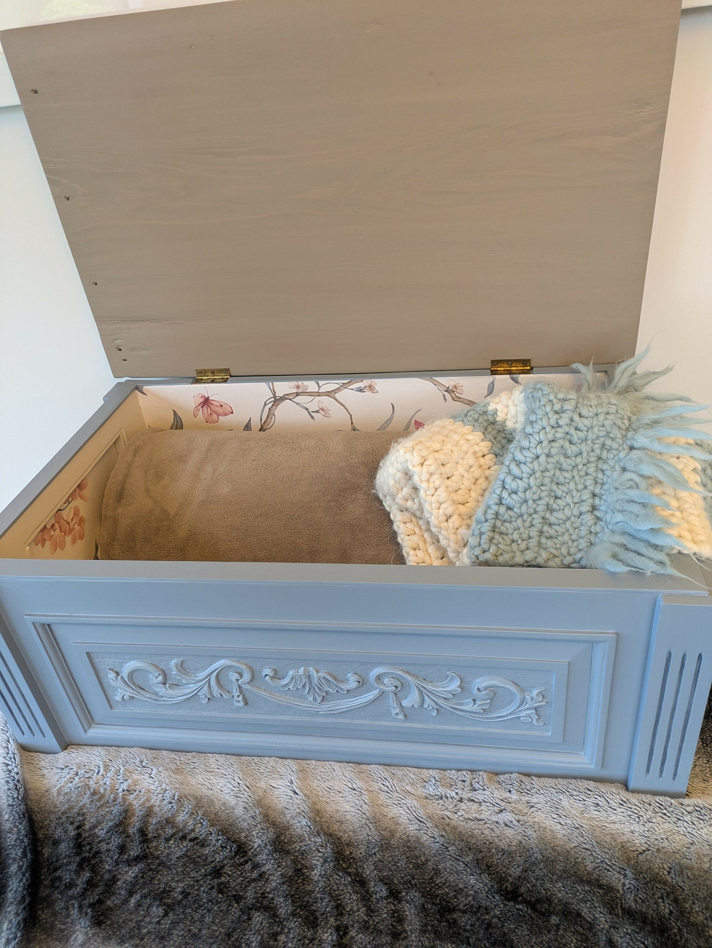 Ornate vintage blanket box or toy chest
