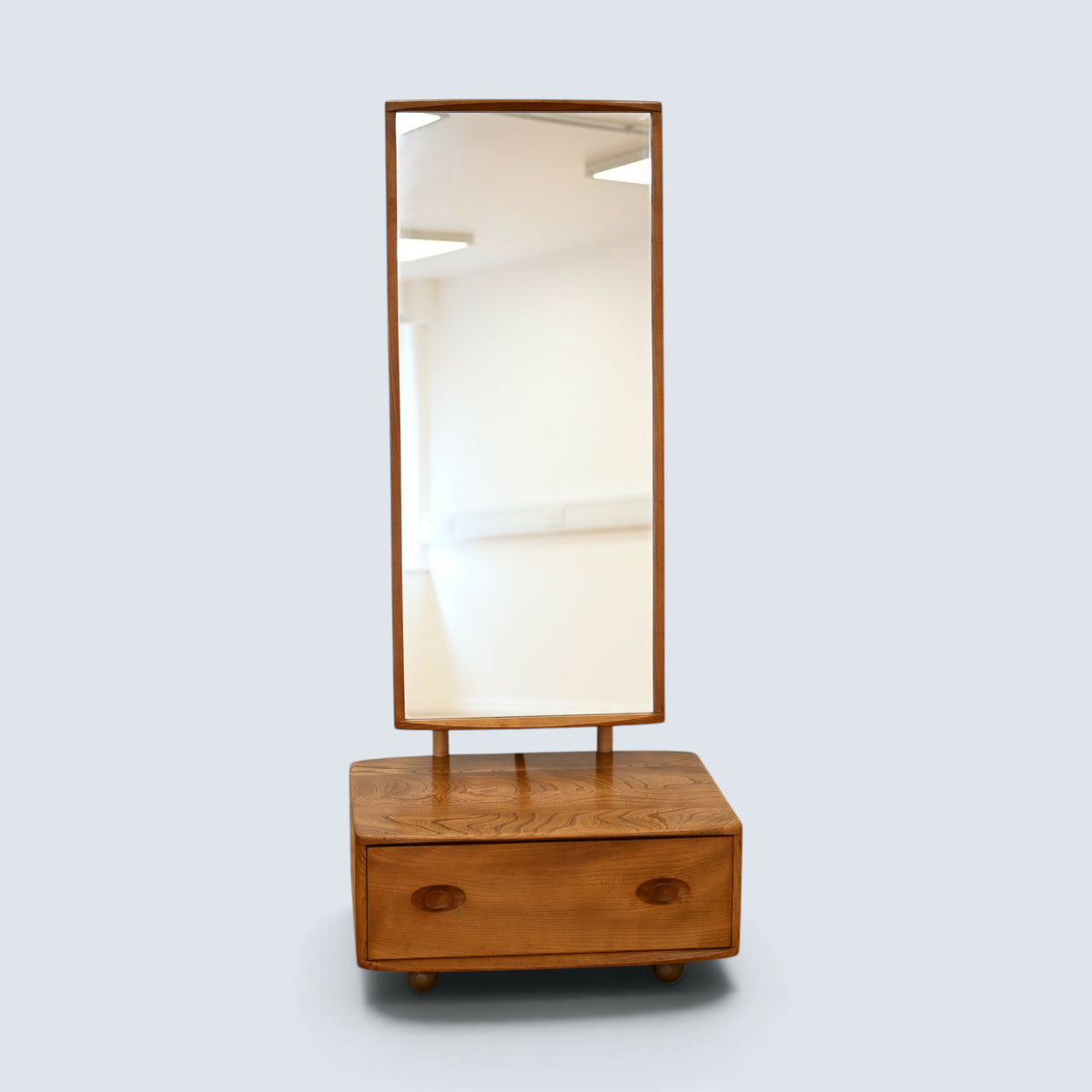Ercol Dressing Mirror On Casters With Drawer Natural Light FREE UK Delivery*