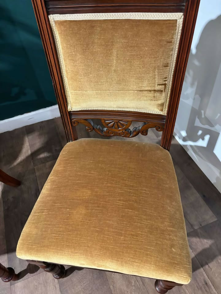 Four Edwardian Carved Walnut Dining Chairsb