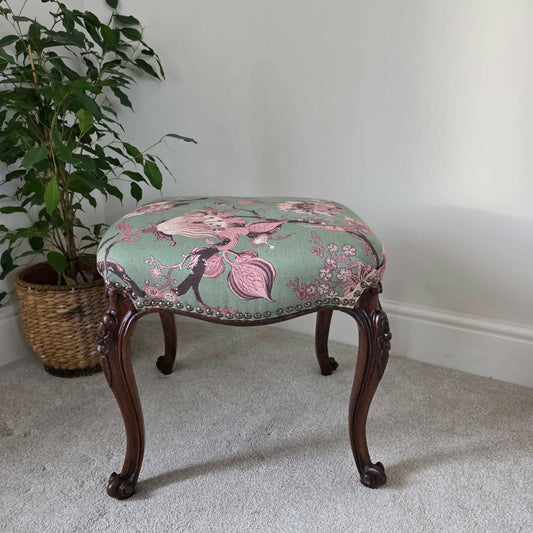 Stool, Rosewood, Fully Reupholstered in House of Hackney 'Atemis'.