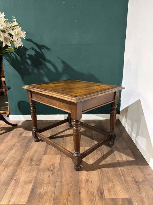Victorian oak library table featuring x