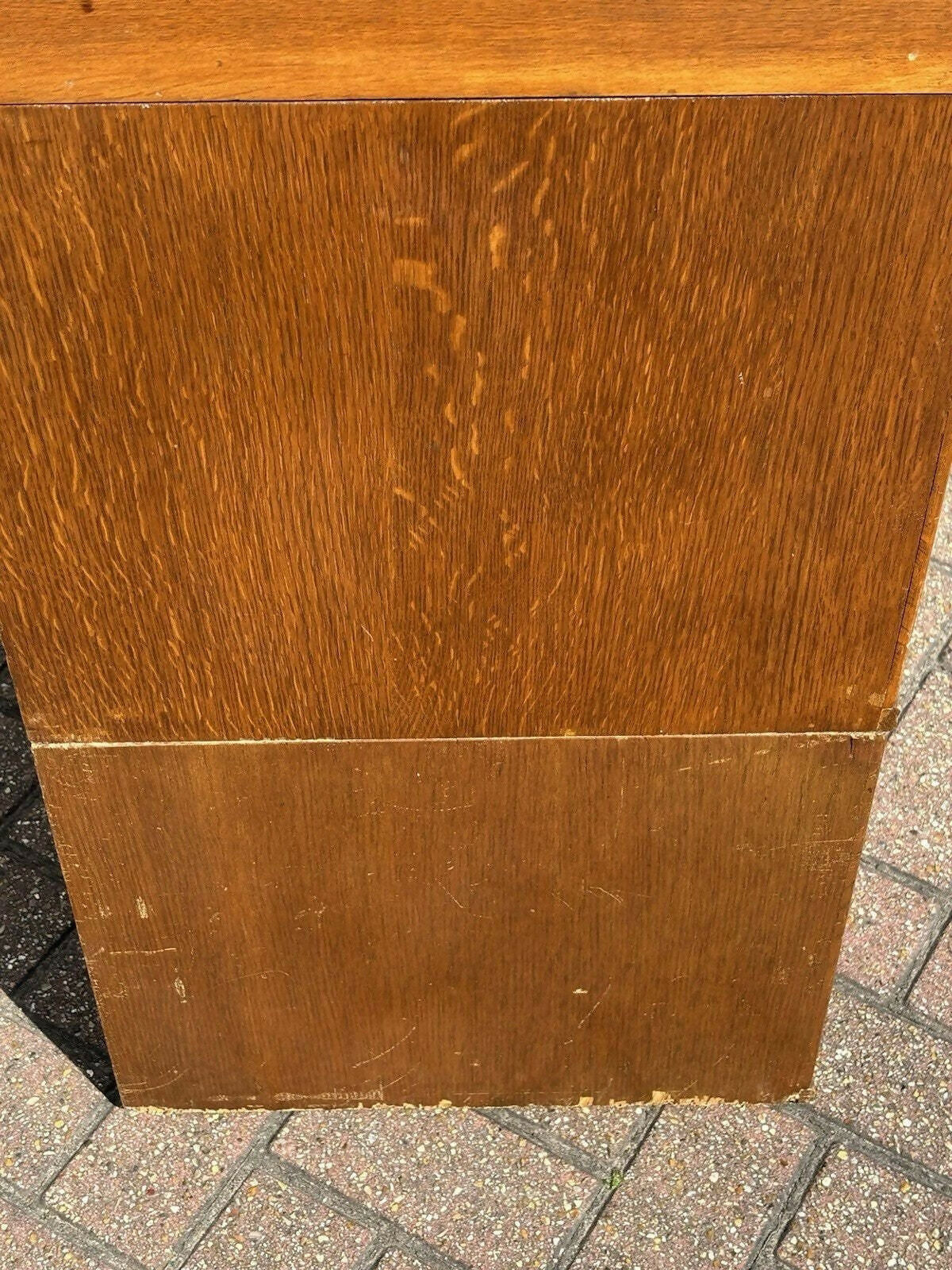 Large Vintage Edwardian Floor Standing Oak Filing Drawers. Cabinet Splits In Half.