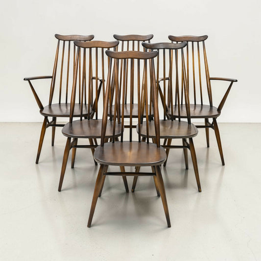 6 Ercol Dining Chairs Inc 2 Carvers Goldsmiths Traditional Finish FREE Delivery*