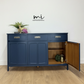 Refinished navy blue Nathan sideboard, mid century modern, tv stand, media unit, teak, drinks cabinet