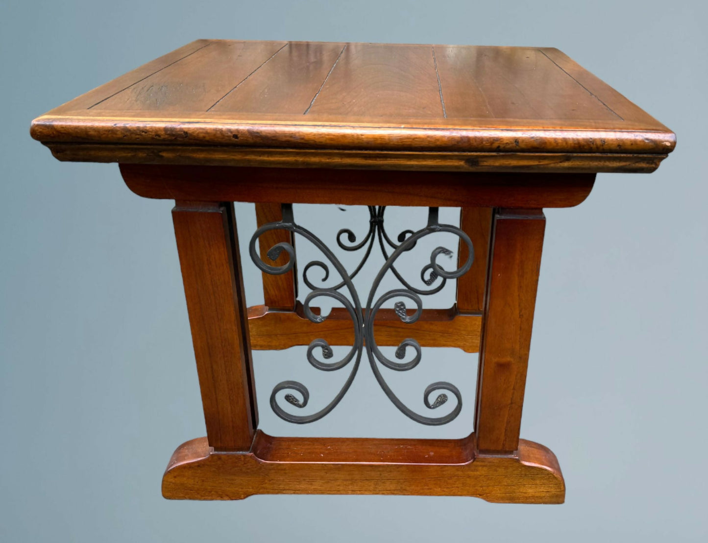 Hardwood and Wrought Iron Coffee Table