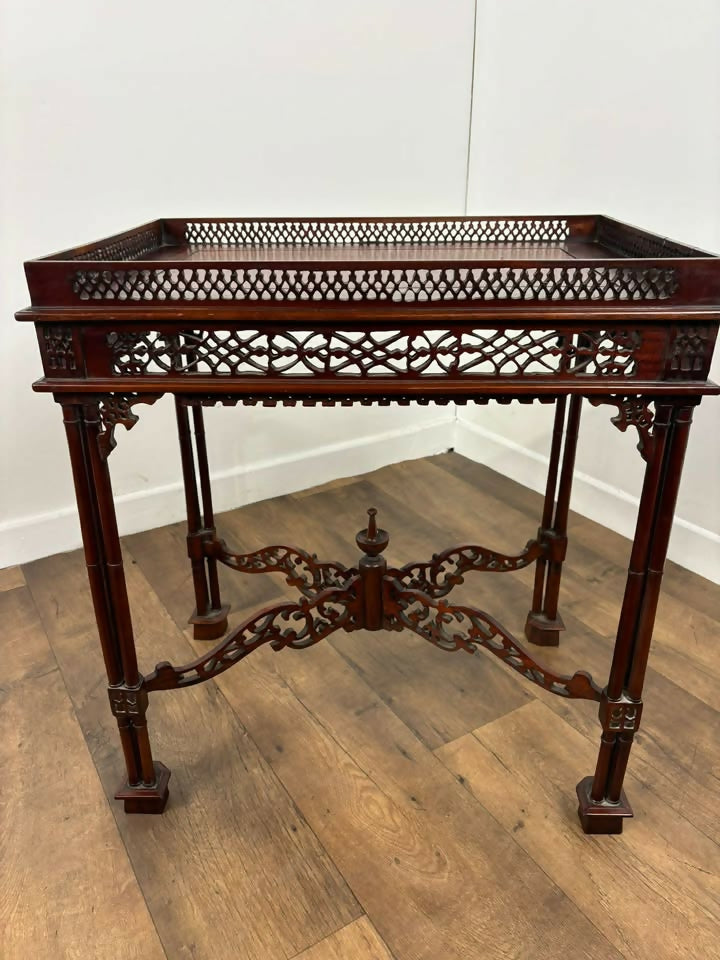 Reproduction Mahogany Chippendale Style Silver Table