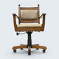 Vintage Wood Bros Old Charm Captains Office Chair Green Hide Leather Tilt Swivel