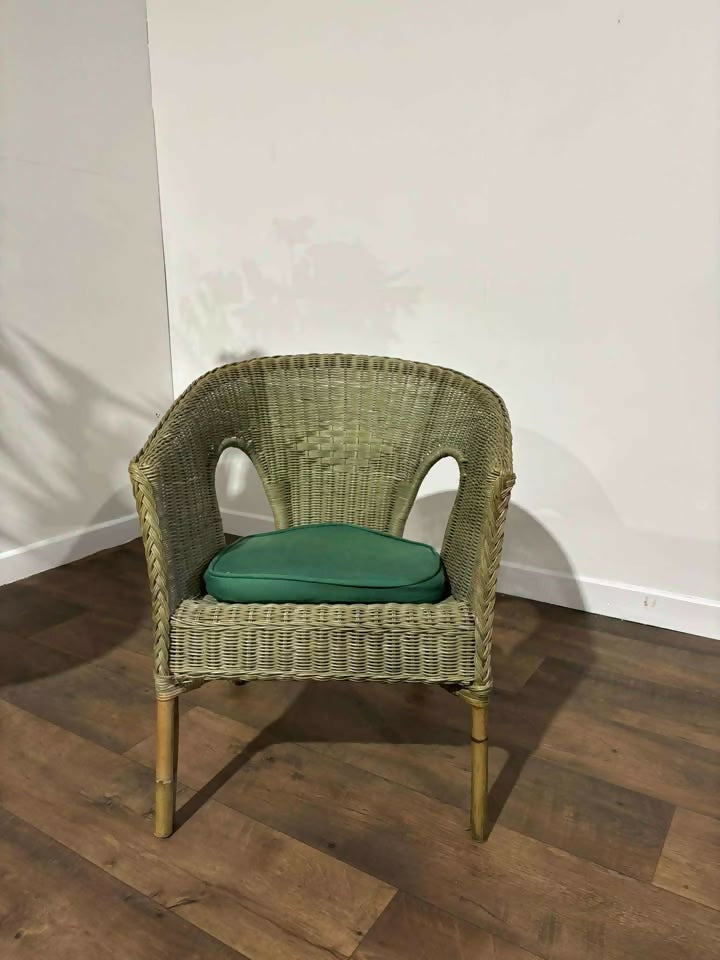 Vintage Green Wicker Chair