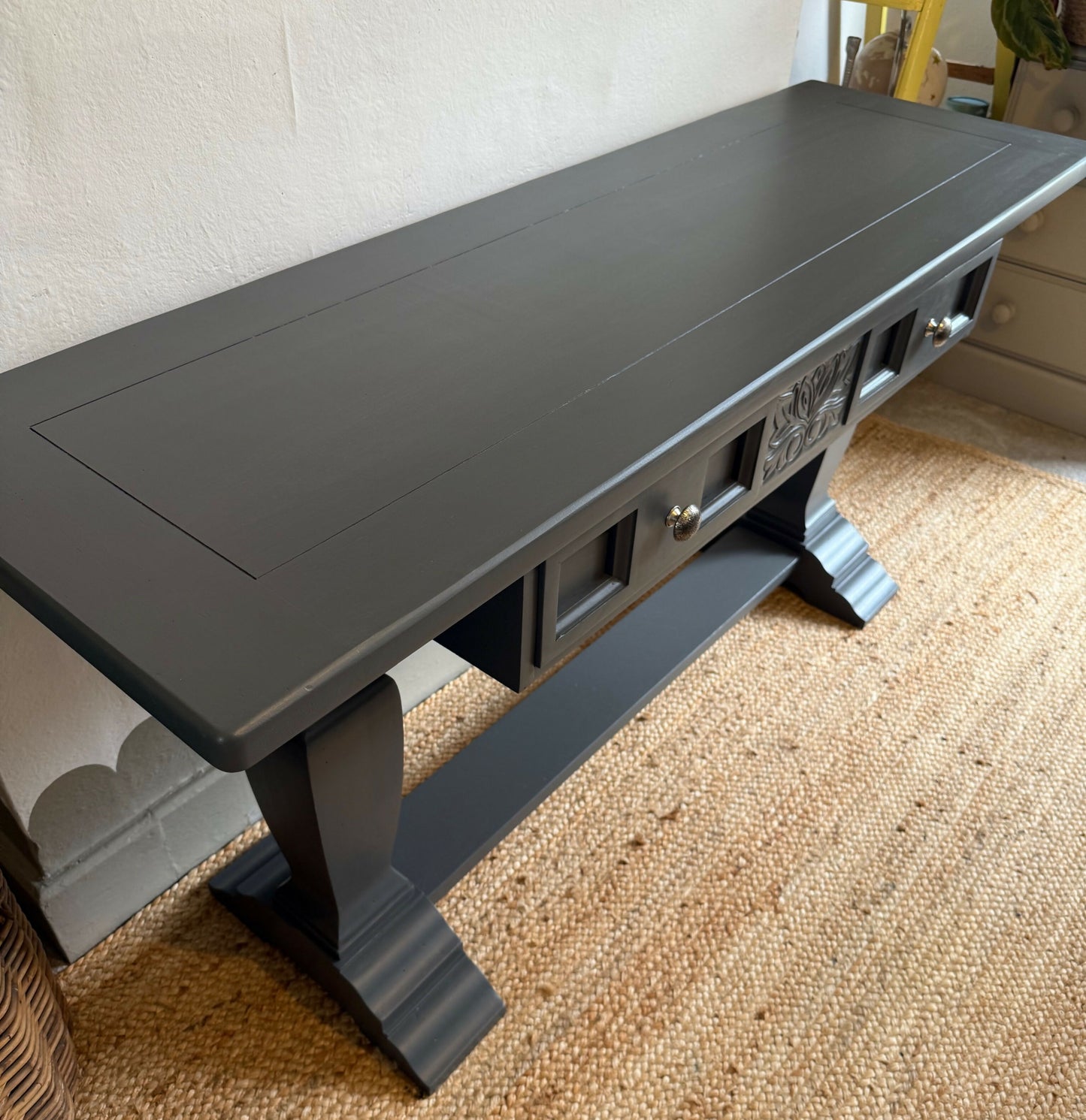 Newly refurbished console table / sideboard large solid wood