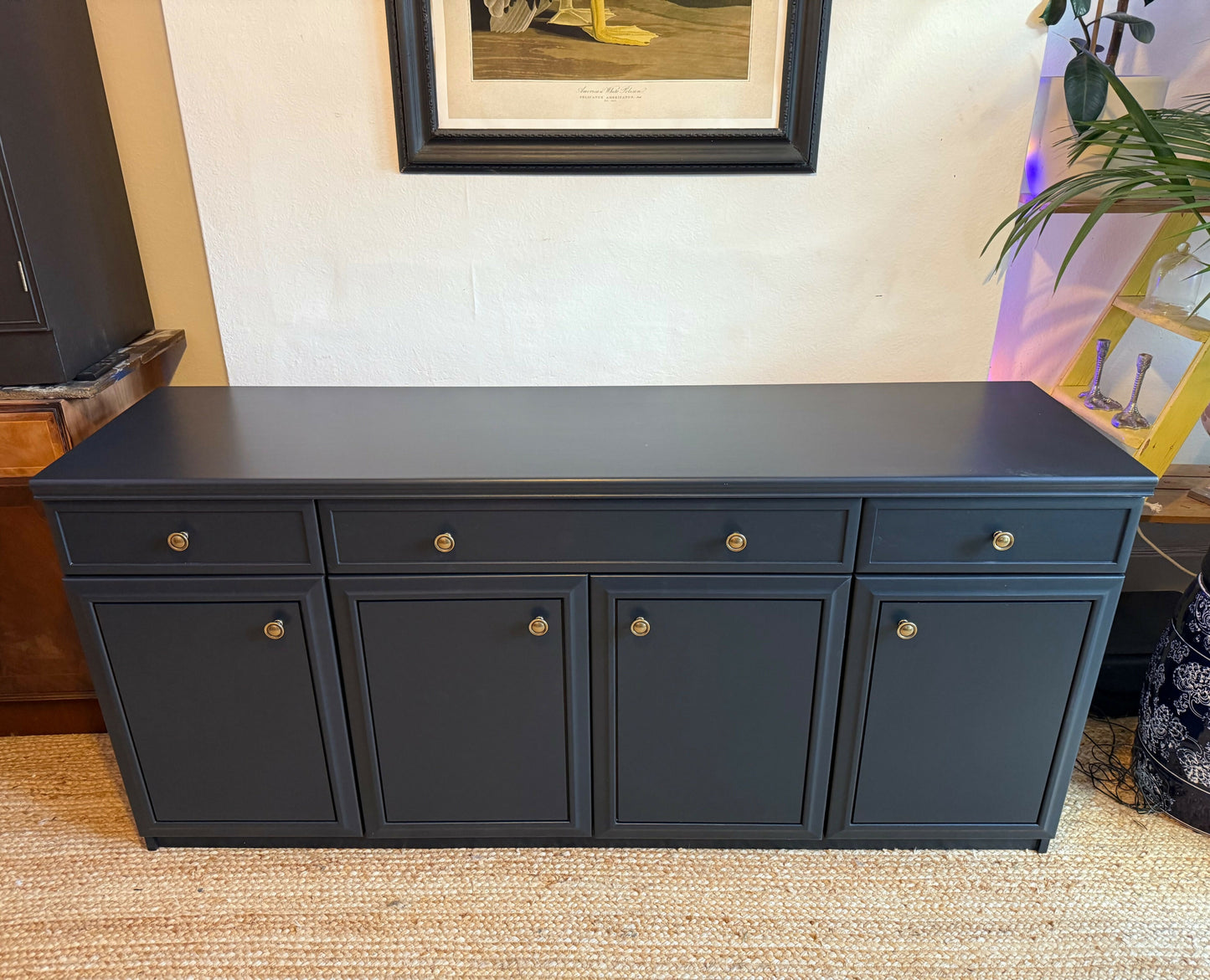 Newly refurbished solid sideboard dark blue