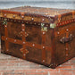 Antique Inspired English Leather Steamer Trunk Interior Coffee Table End Table