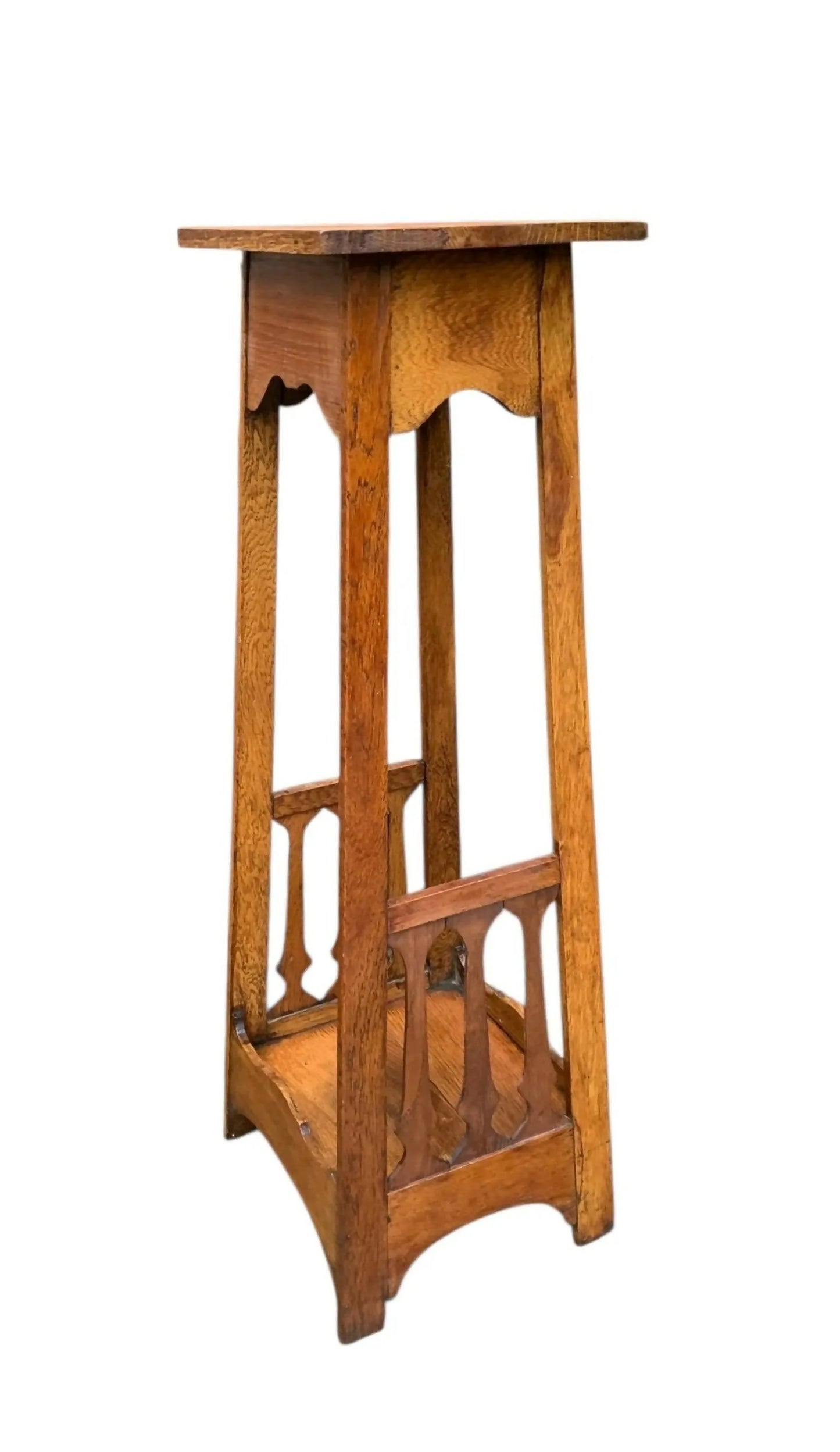 Arts and Crafts Oak Pedestal display Jardiniere stand