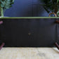 Mid Century Modern Olive Green Vinyl Bench Stool With Tapered Legs
