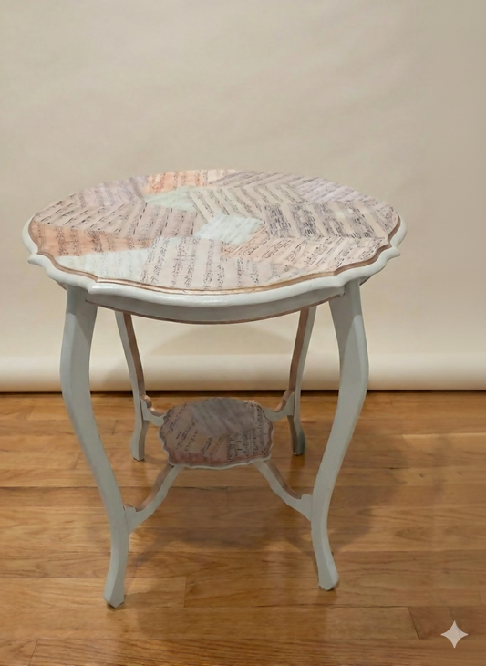 "Melody in Grey" – Refinished Musical Themed Bistro Set with Copper Accents