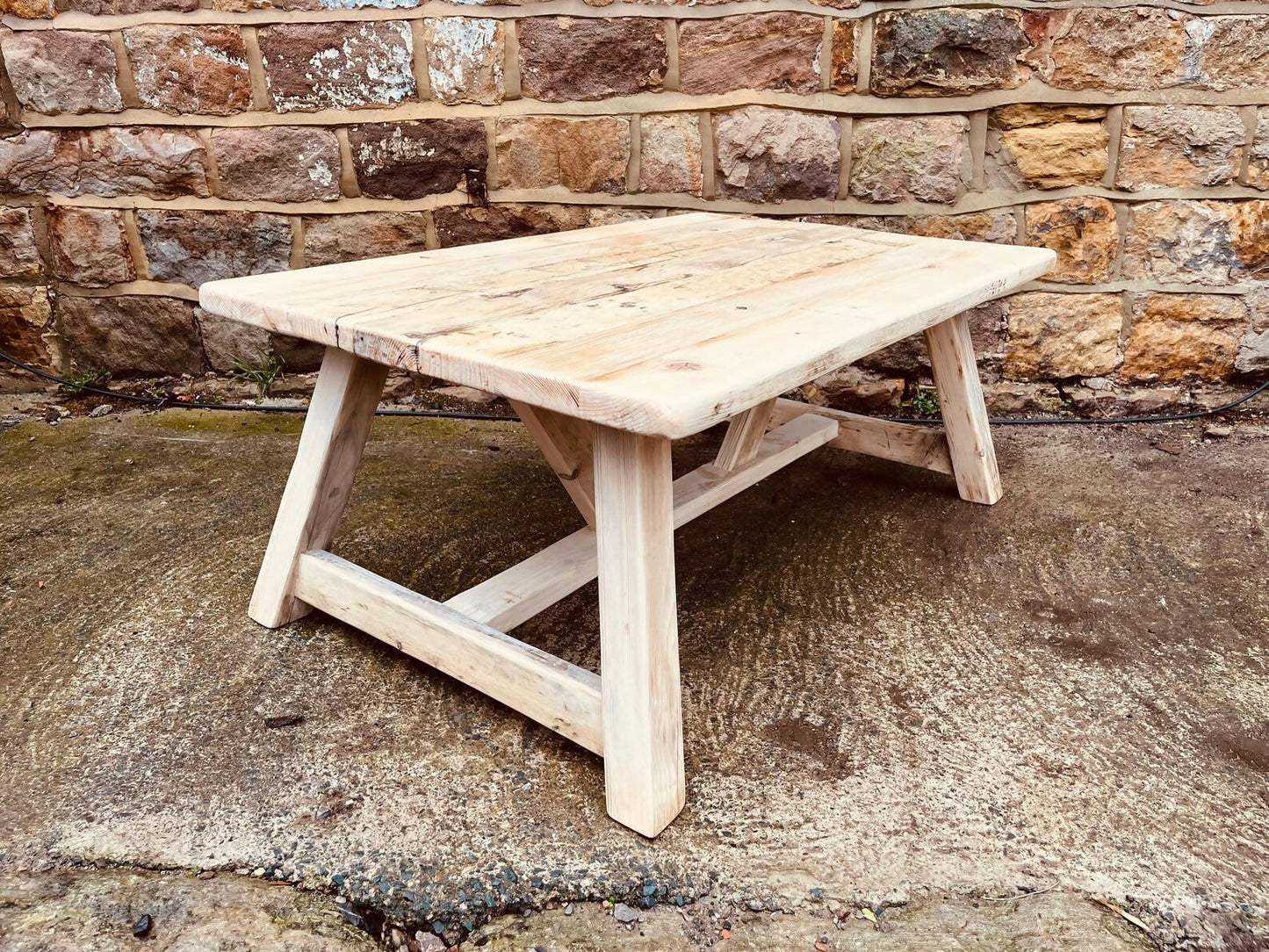 Handmade Reclaimed Wood Coffee Table | Rustic Farmhouse Low Table | Solid Timber | Vintage Cottage Style Living Room Furniture