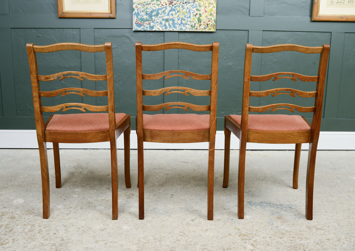 6 Oak Ladder Back Dining Chairs by Strongbow - Mid Century