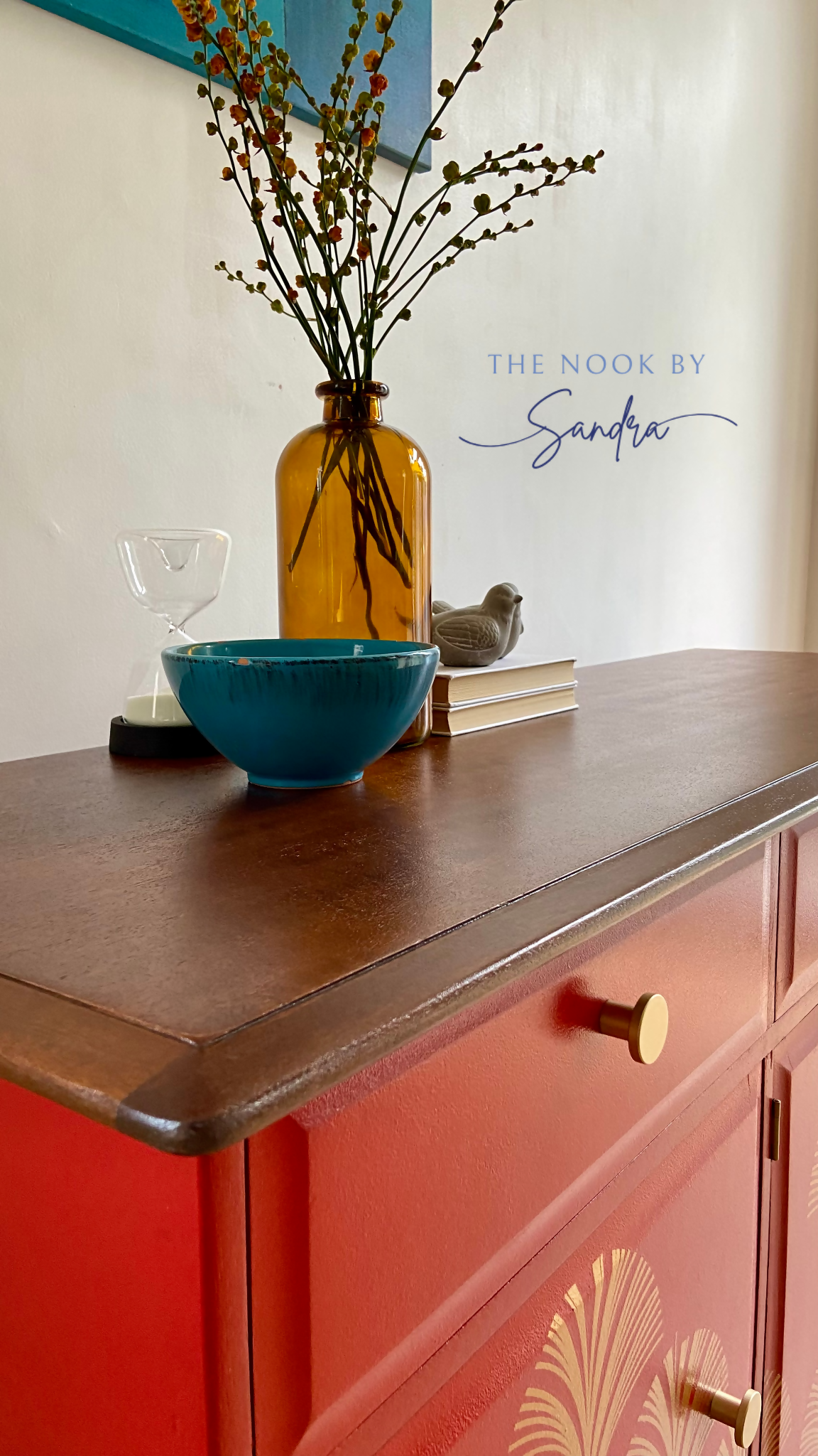 Midcentury Modern Stag Minstrel Sideboard, Red Sideboard