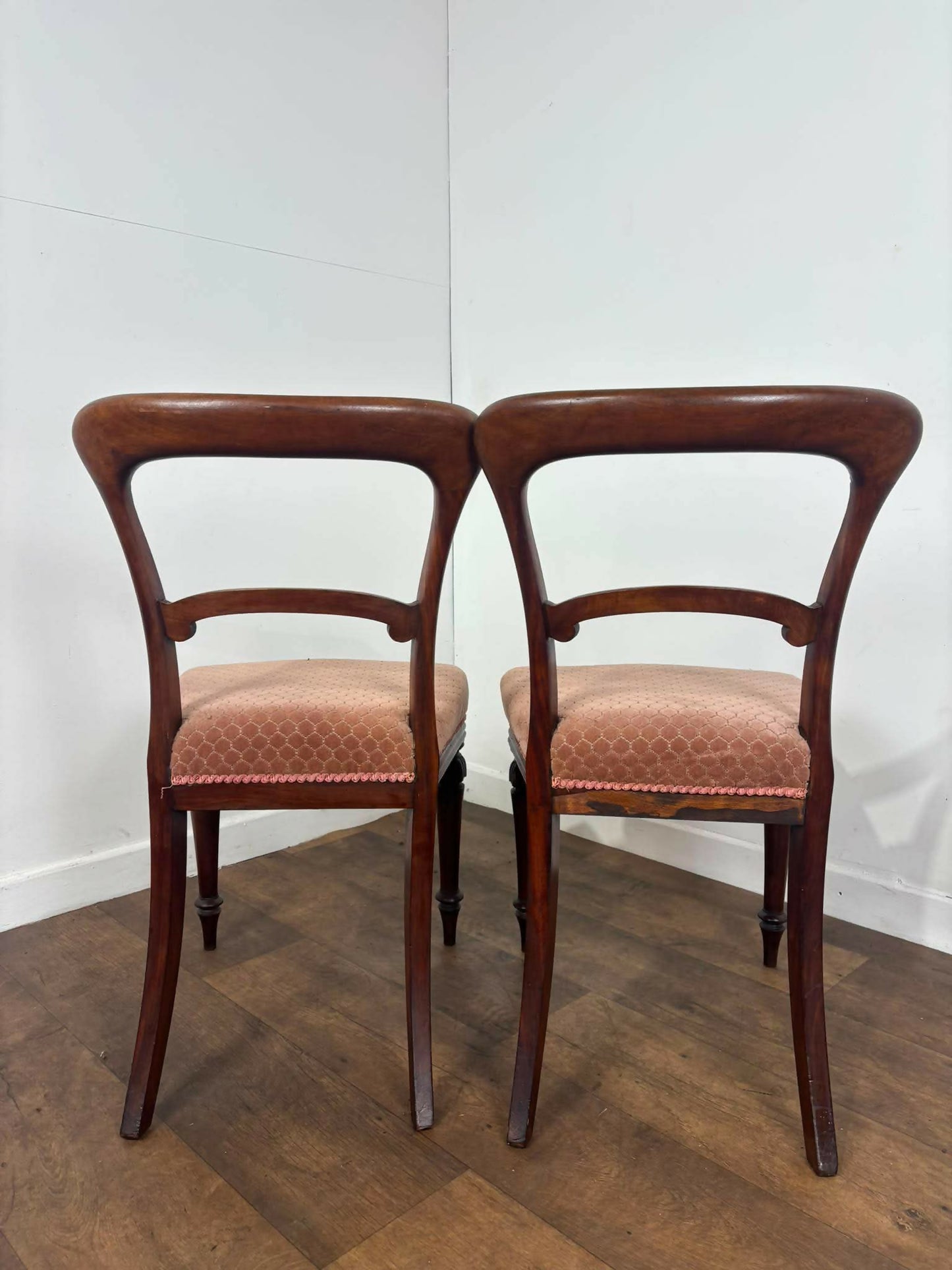 Pair of Victorian Mahogany Side Chairs on Turned Legs