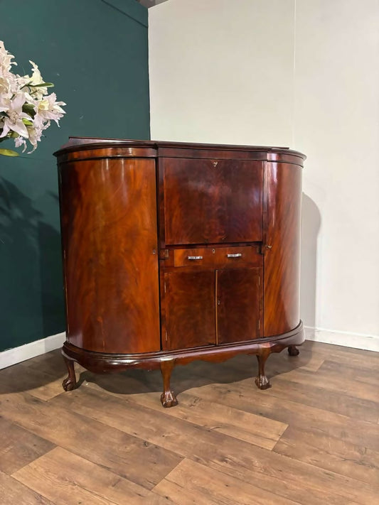 Vintage Mahogany Bureau with Side Cupboardscc