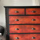 Tall chest of drawers, orange, red black